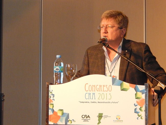 Ruben Ferrero presidente de CRA, durante el cierre del Congreso en la ciudad de Santa Fe
