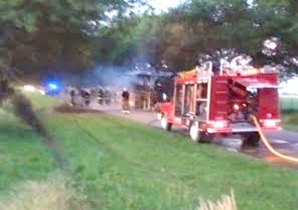 Un colectivo que iba de Junín a Rosario se incendió en Obligado