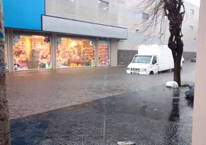 Bahía Blanca: un fuerte temporal provocó calles anegadas, cañida de árboles y postes