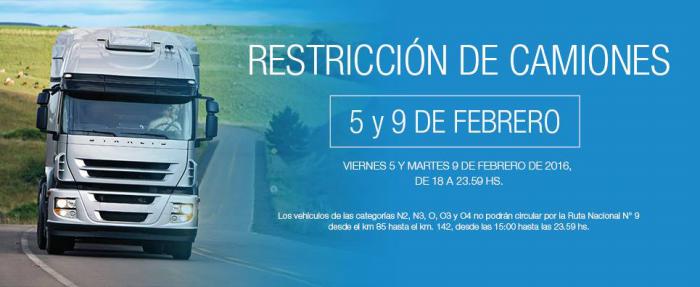 Restricción a la circulación de camiones por fin de semana largo 