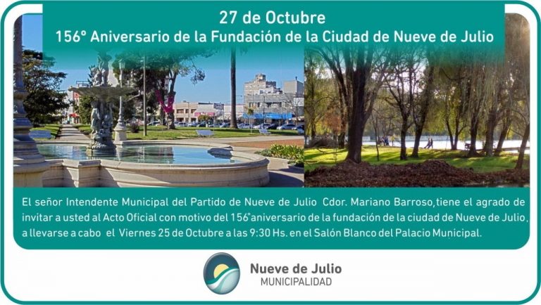 Actos oficiales por el 156° Aniversario de la Ciudad
