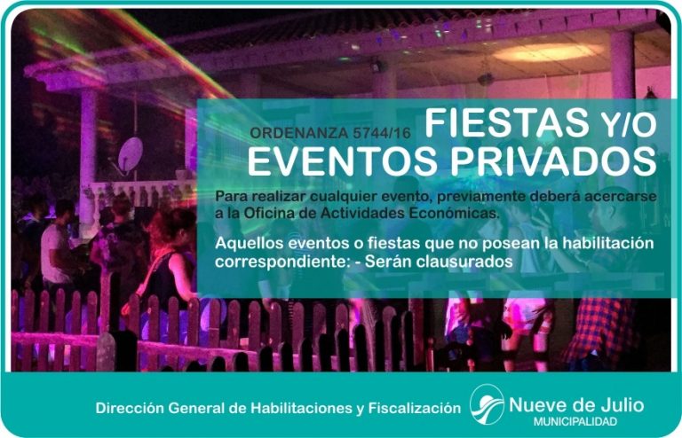 Fiestas y/o Eventos Privados: Ante ruidos molestos comunicarse al 911