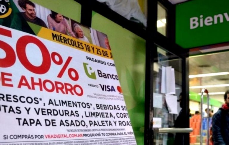 La próxima semana se definirá si se suspende el descuento del 50% en supermercados