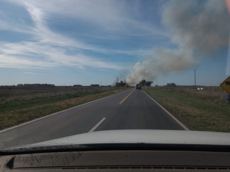 Operativo de Bomberos, en banquina de Ruta 65