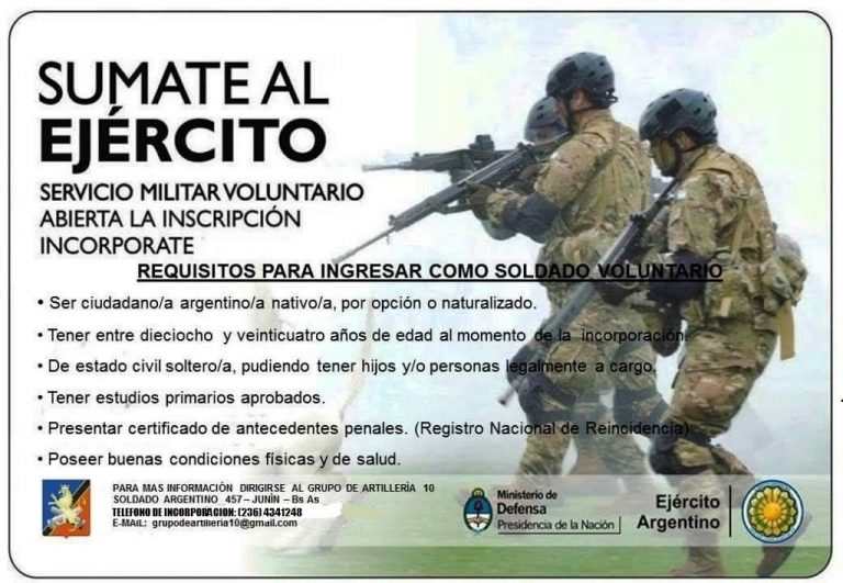 Soldados voluntarios: está abierta la inscripción