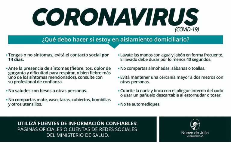 Coronavirus: recomendaciones para el aislamiento