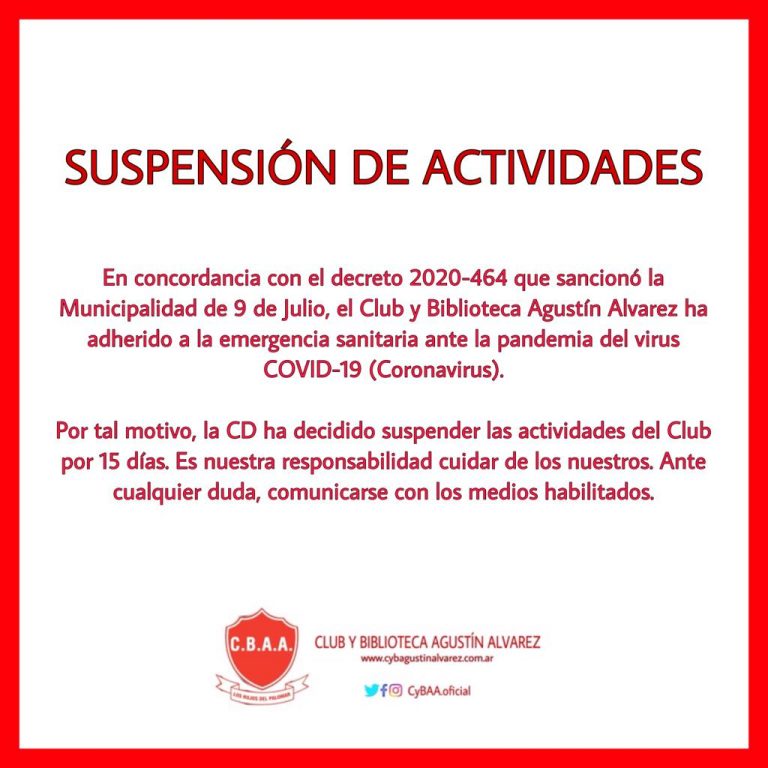 Los clubes suspenden las actividades