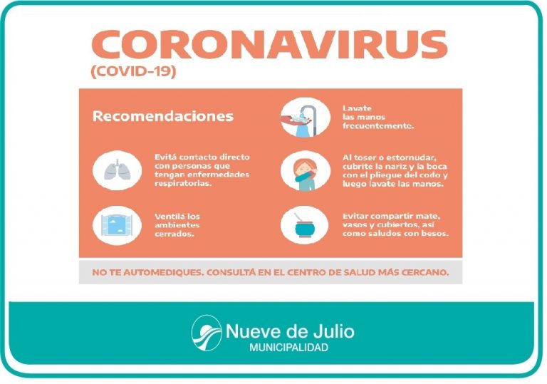 Secretaría de Salud de la Municipalidad de 9 de Julio: recomendaciones ante el Coronavirus