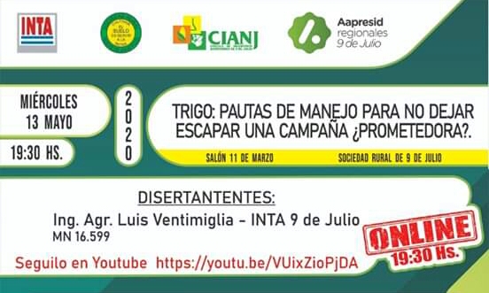 Hoy 19.30 hs charla por Youtube a cargo de Luis Ventimiglia