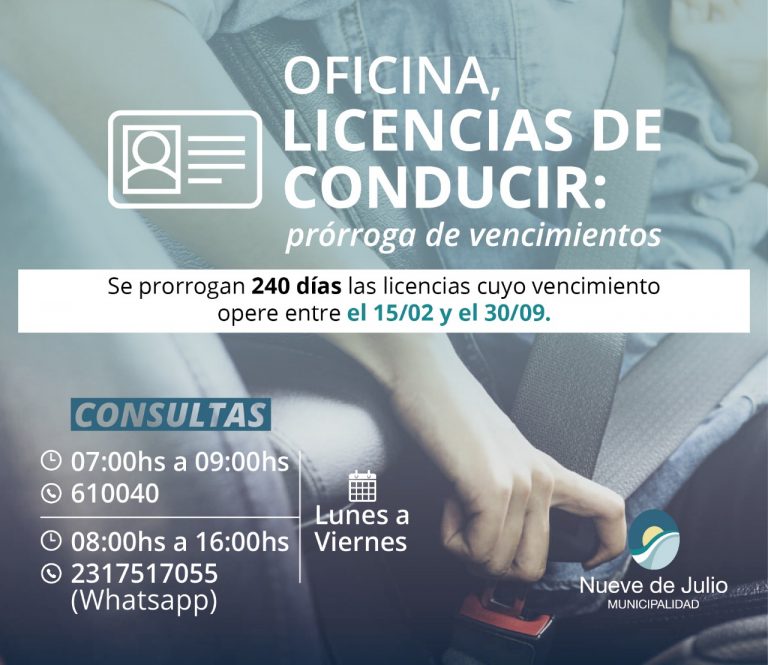 Prórroga por 240 días de las Licencias de Conducir