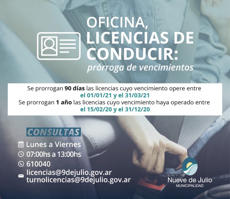Licencias de conducir: prórroga de vencimiento
