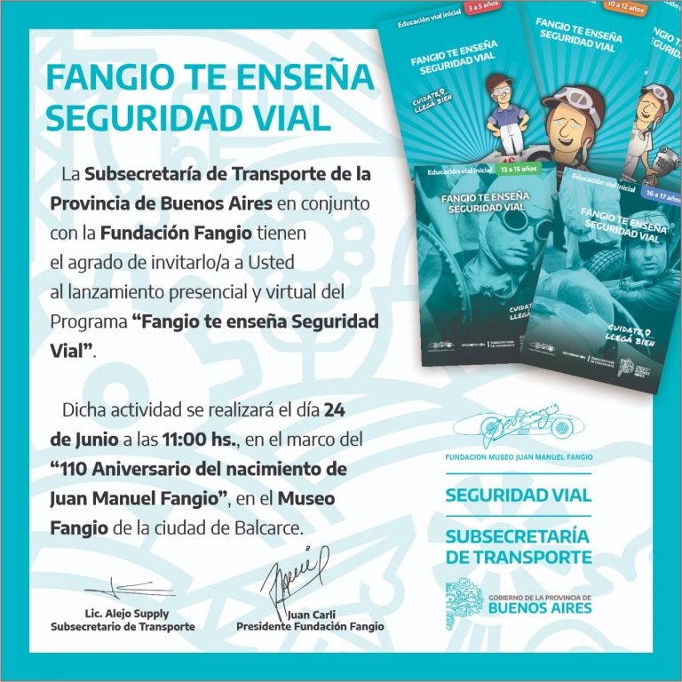 La Provincia presentará libros de educación vial con consejos de Fangio