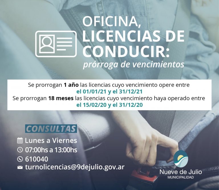 Prórrogas de vencimiento de las licencias de conducir