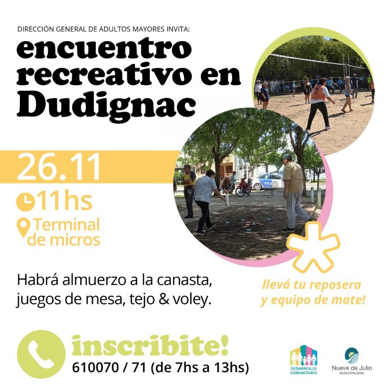 Adultos Mayores tendrán un encuentro recreativo en Dudignac