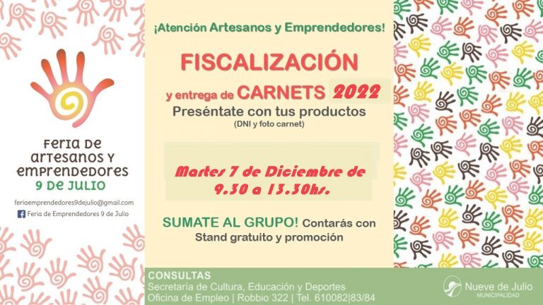 Hoy entregan y fiscalizan carnets de artesanos y emprendedores