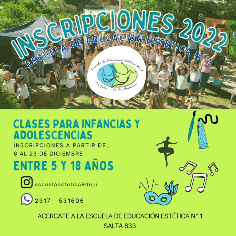 Inscripción ciclo lectivo 2022 Escuela de Educación Estética