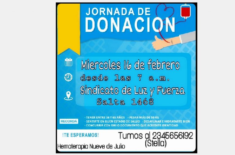 Mañana se realizará la colecta de sangre