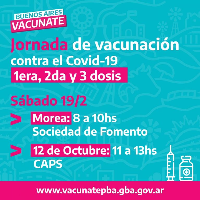 Este sábado se vacuna en Morea y 12 de Octubre
