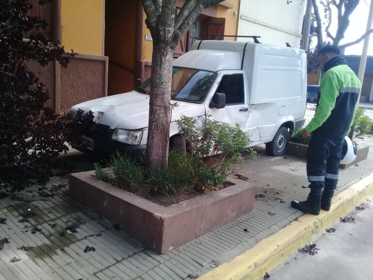 Accidente: un utilitario se subió a la vereda
