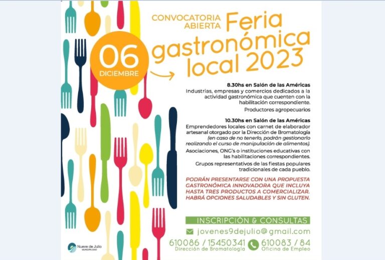 Feria Gastronómica Local: mañana se realizará una reunión