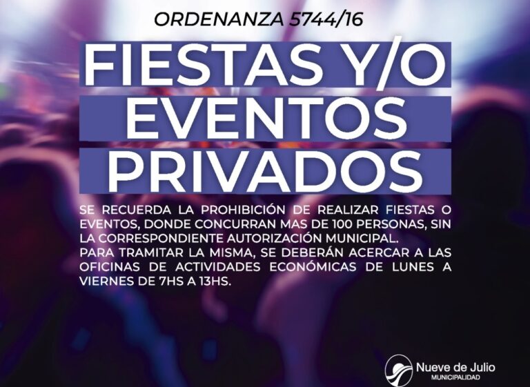 Fiestas y Eventos Privados: está en vigencia la Ordenanza