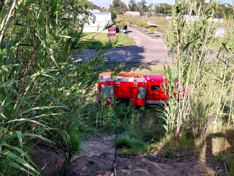 Incendio en el cañaveral: una hora y media de labor