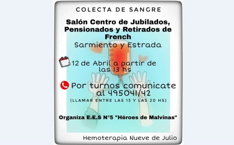 La Secundaria Nº 5 de French convoca a una colecta de sangre