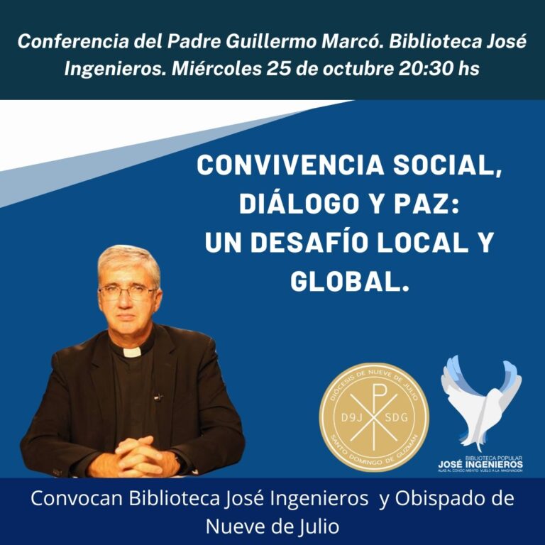 El Padre Guillermo Marcó dará una charla en la Biblioteca Ingenieros