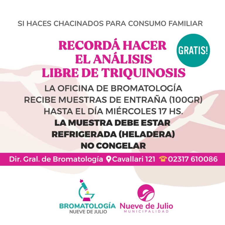Triquinosis: análisis gratuito para consumo familiar