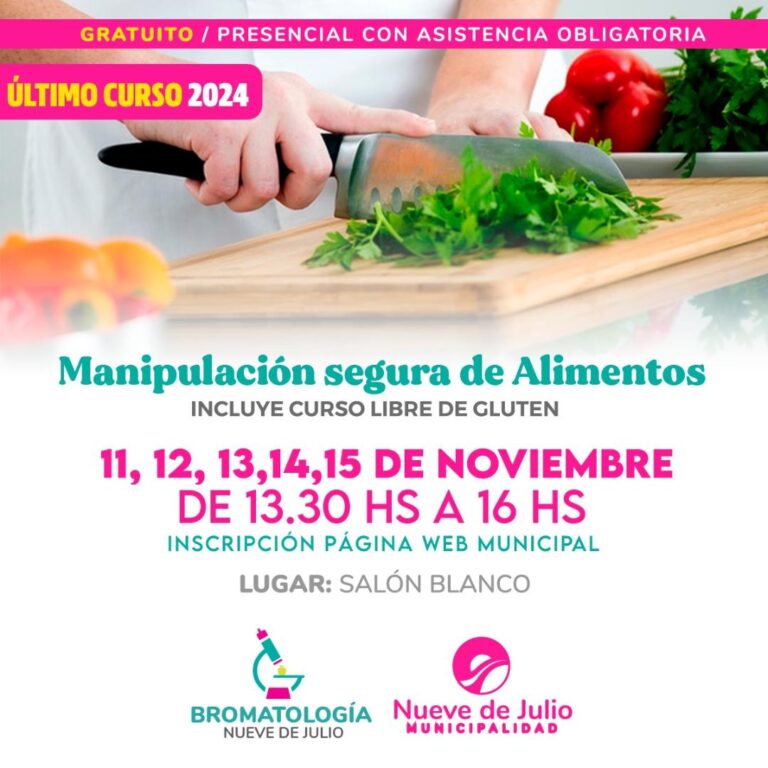 Próximo curso de manipuladores de alimentos