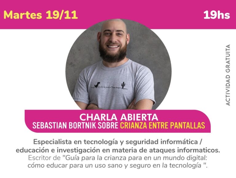 “Crianza entre pantallas”: charla con Sebastián Bortnik