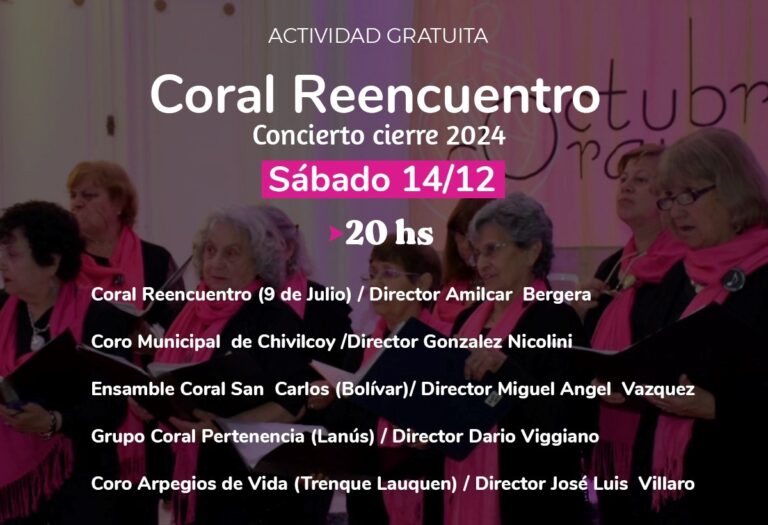 Este sábado Coral Reencuentro cierra el año
