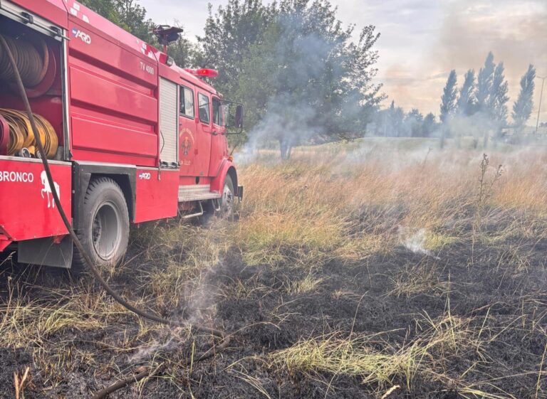 Incendio de pastos en Acceso Perón y las vías