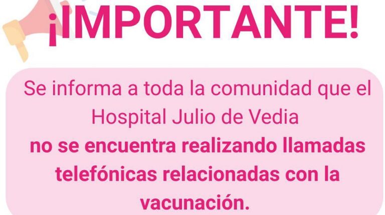 El Hospital Julio de Vedia no realiza llamadas por vacunación