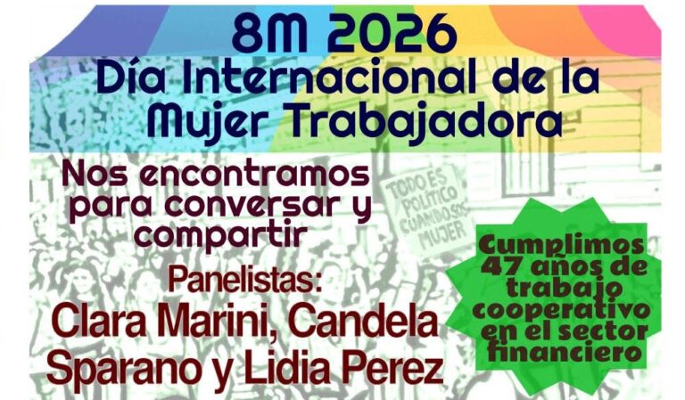 8M: encuentro en Banco Credicoop, este jueves 20 hs
