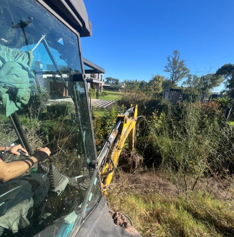 Limpieza del canal paralelo a la calle Mariano Moreno
