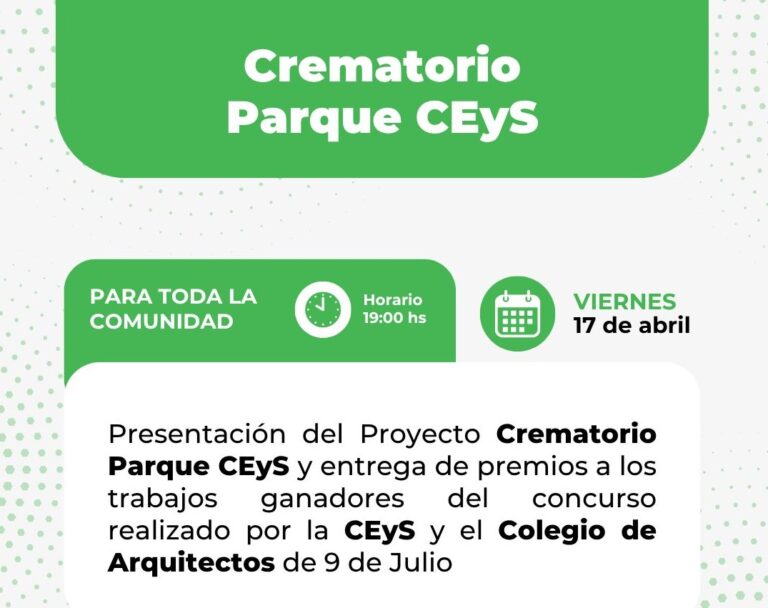 Este viernes 19 hs, presentación del Crematorio Parque CEyS