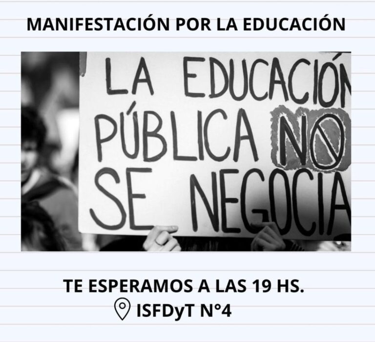 Hoy 19 hs en el Instituto 4: marcha por la educación pública