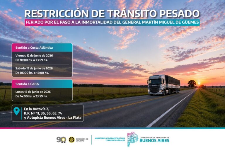 Restricción de tránsito pesado por el Feriado
