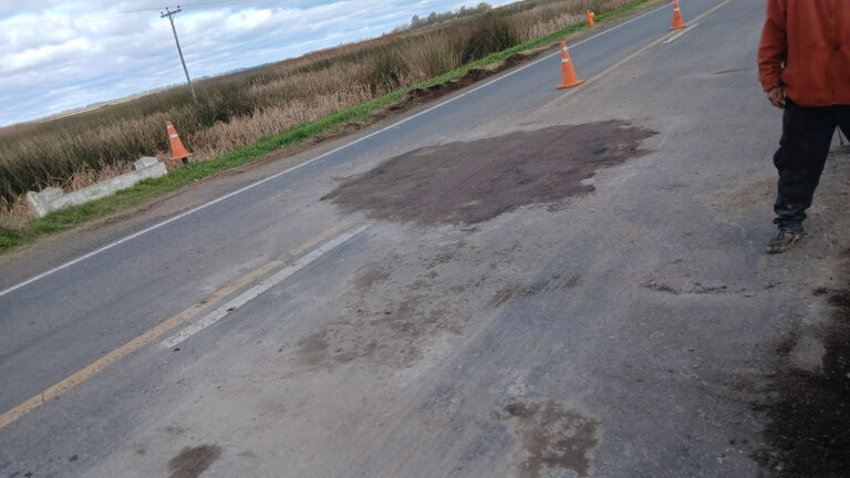 Ruta 5, km 281: rotura y reparación, circular con precaución