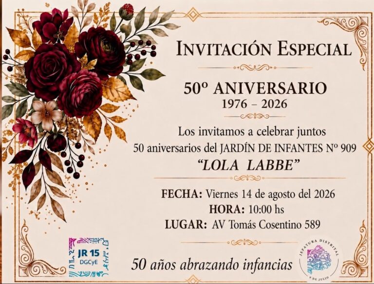 Este viernes, celebración del 50° Aniversario del Jardín de Infantes N° 909